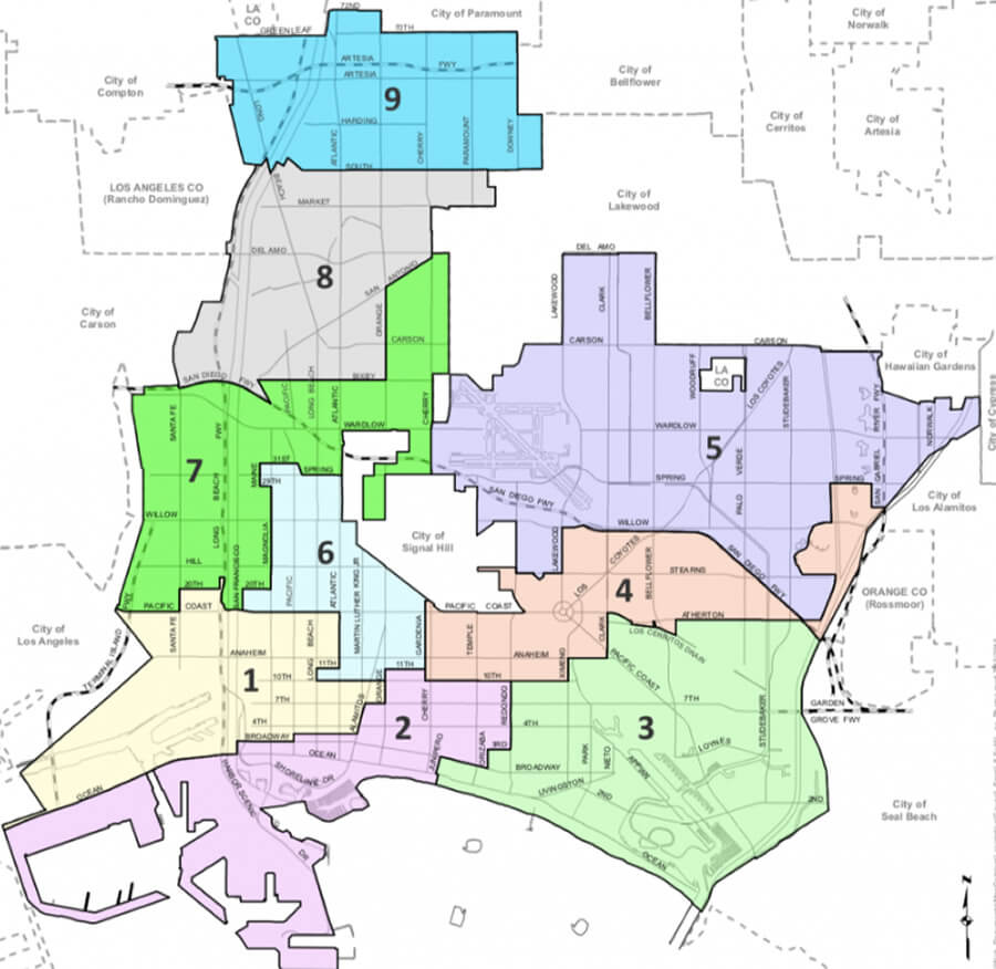 Long Beach City Council District Map